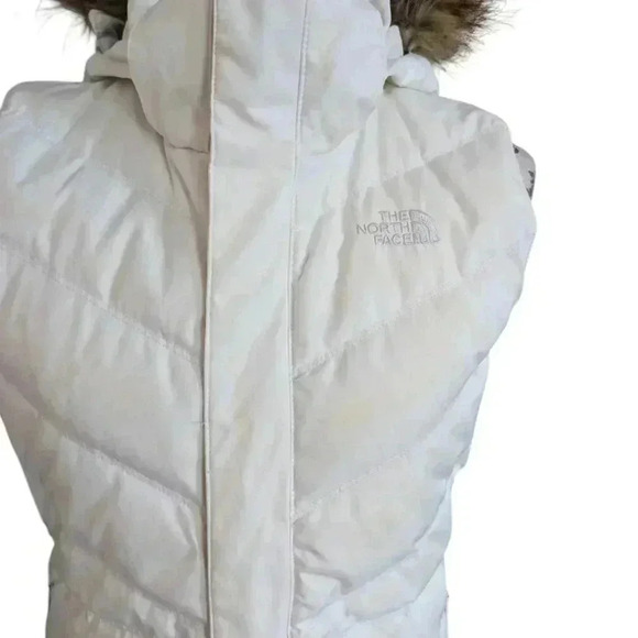 The North  Face Furallure Vest 600 Down Fill Faux Fur Removable Hood White XS - Picture 8 of 14